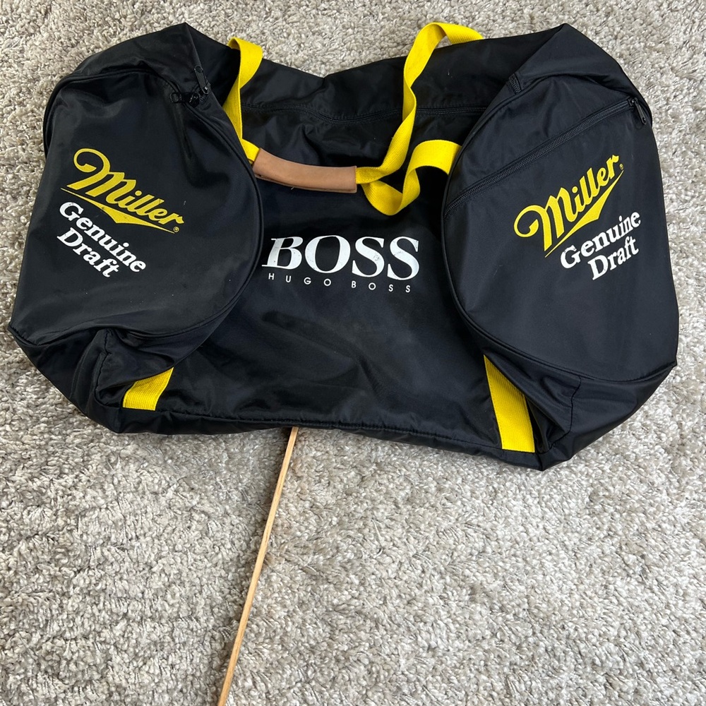 BOSS Black Duffel Bag with Yellow Accents